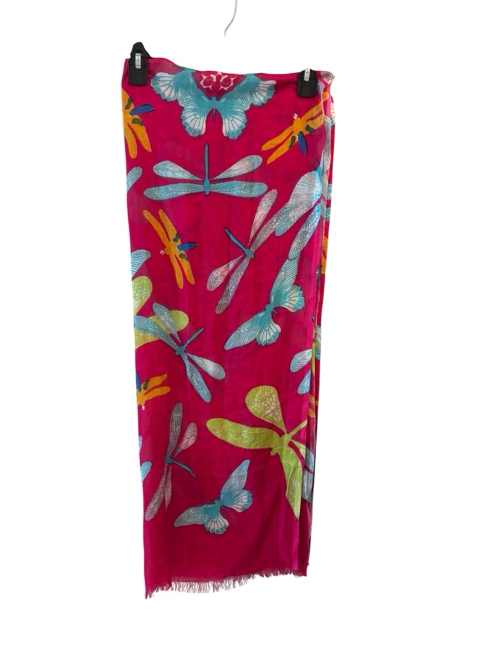 Bright Dragonfly Print Sarong/Scarf/Wrap Fuchsia Pink, Aqua, Lime